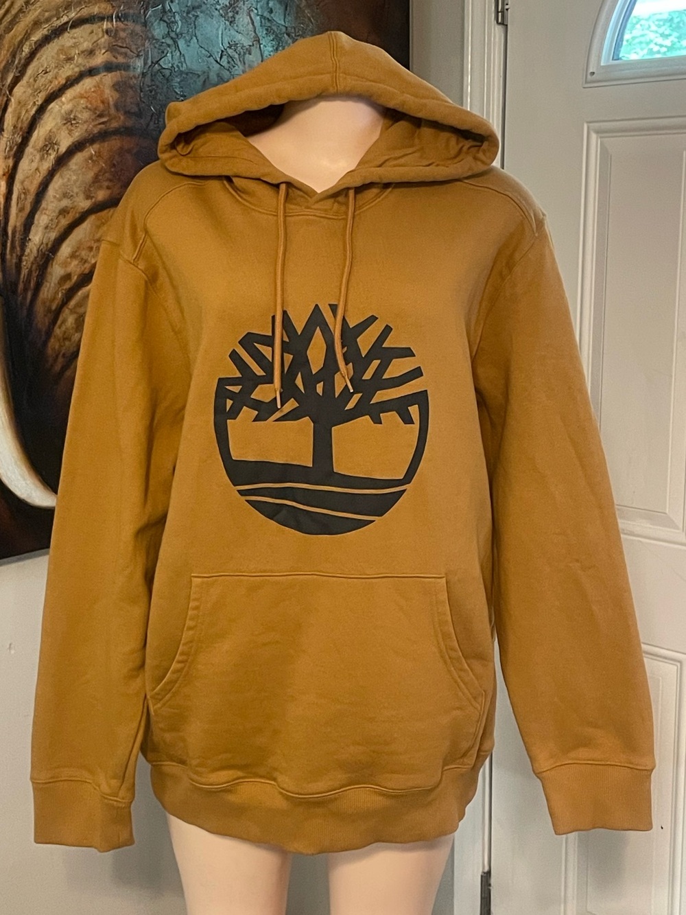 Timberland Classic Men's Caramel Brown Logo Pullover Hoodie top Men size XL
